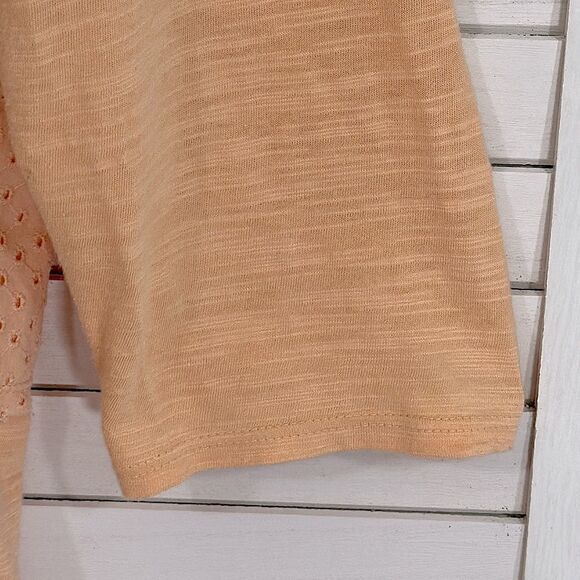 Chico's Slub Tee Size 1 (8) Medium Embroidered Lace Orange - Picture 7 of 13